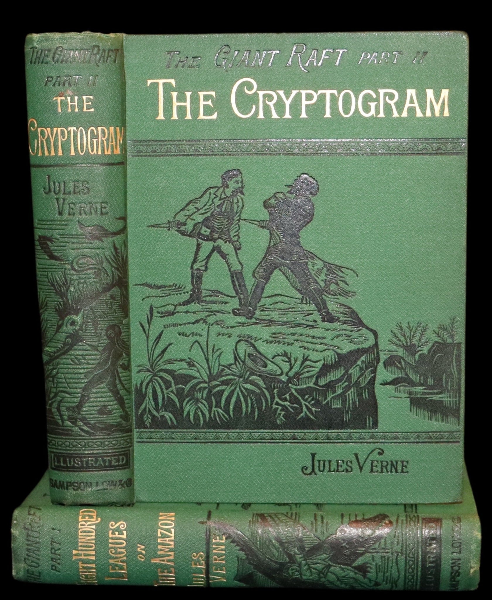 1885 Rare Complete set - Jules Verne The Giant Raft I & II. Eight Hundred Leagues on the Amazon & The Cryptogram.