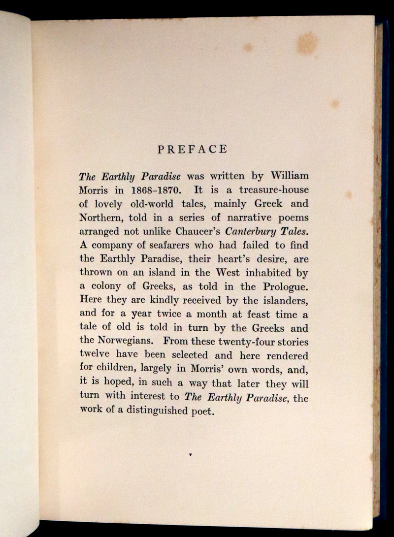 1913 Rare 1st illustrated edition by Isabel Bonus - Tales From The Earthly Paradise by Pre-Raphaelite William Morris.