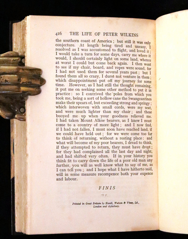 1925 Rare Edition Bound by Bayntun - THE LIFE & ADVENTURES OF PETER WILKINS, Utopian & Early Science Fiction Masterpiece.
