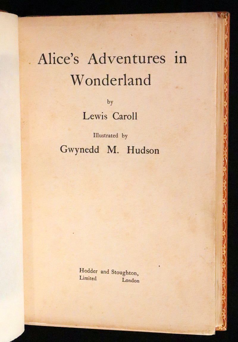1922 Exquisite Book bound by Roger Perry - Alice's Adventures in Wonderland. First Illustrated Edition by Gwynedd Hudson.