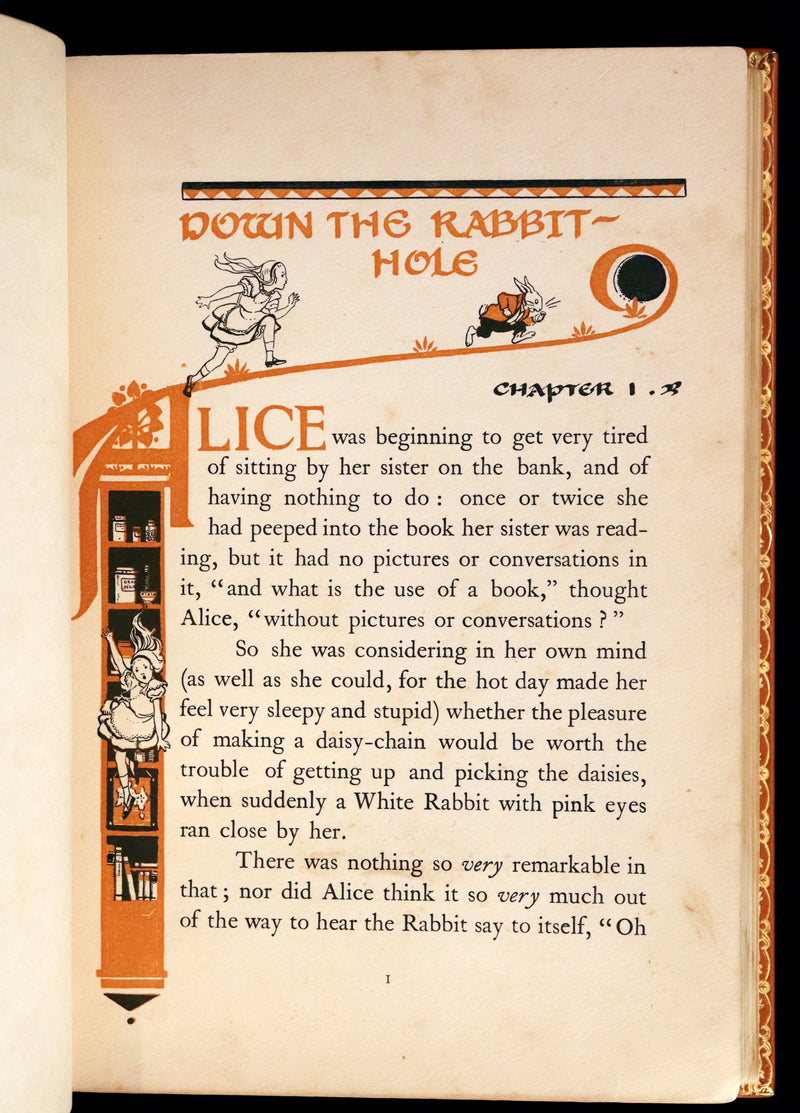1922 Exquisite Book bound by Roger Perry - Alice's Adventures in Wonderland. First Illustrated Edition by Gwynedd Hudson.