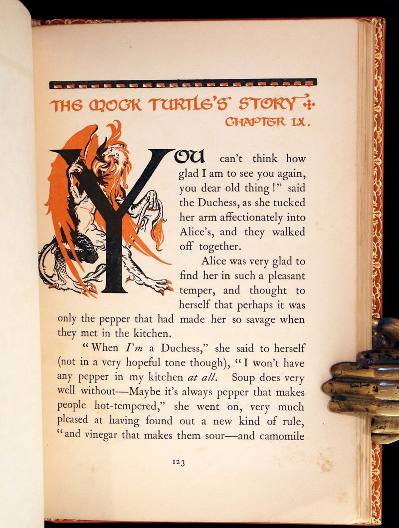 1922 Exquisite Book bound by Roger Perry - Alice's Adventures in Wonderland. First Illustrated Edition by Gwynedd Hudson.