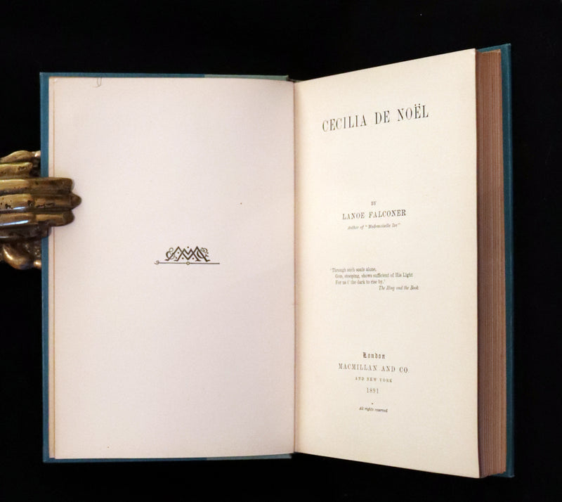 1891 Rare First Edition - Ghost Story - Cecilia De Noel by Lanoe Falconer, pseudonym of Mary Elizabeth Hawker.