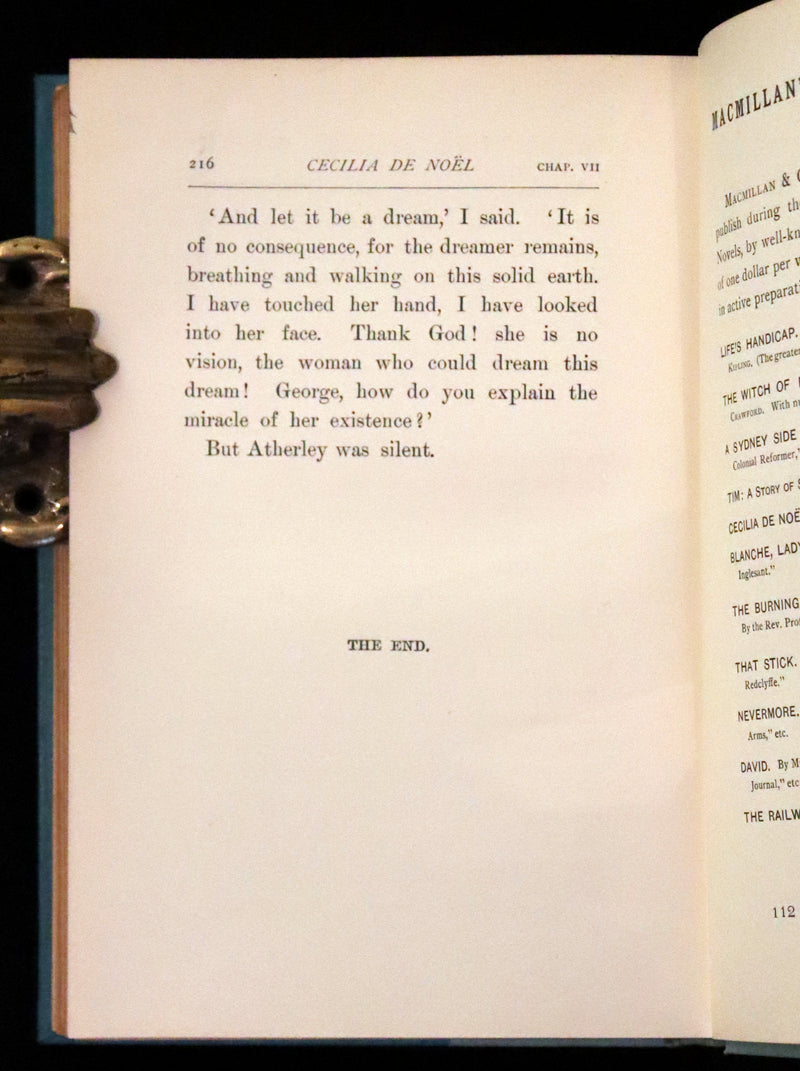 1891 Rare First Edition - Ghost Story - Cecilia De Noel by Lanoe Falconer, pseudonym of Mary Elizabeth Hawker.