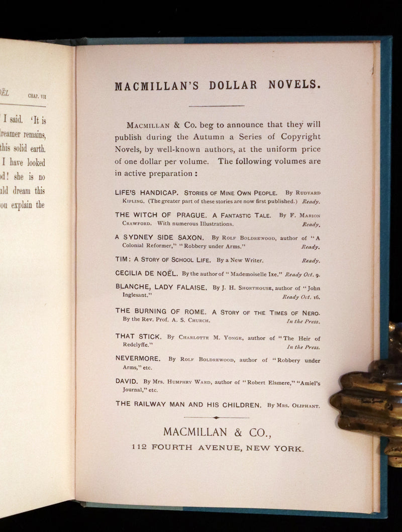 1891 Rare First Edition - Ghost Story - Cecilia De Noel by Lanoe Falconer, pseudonym of Mary Elizabeth Hawker.