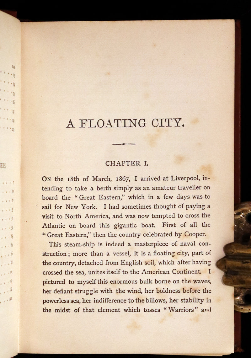 1895 Rare Edition of Jules Verne's Book - A Floating City and the Blockade Runners