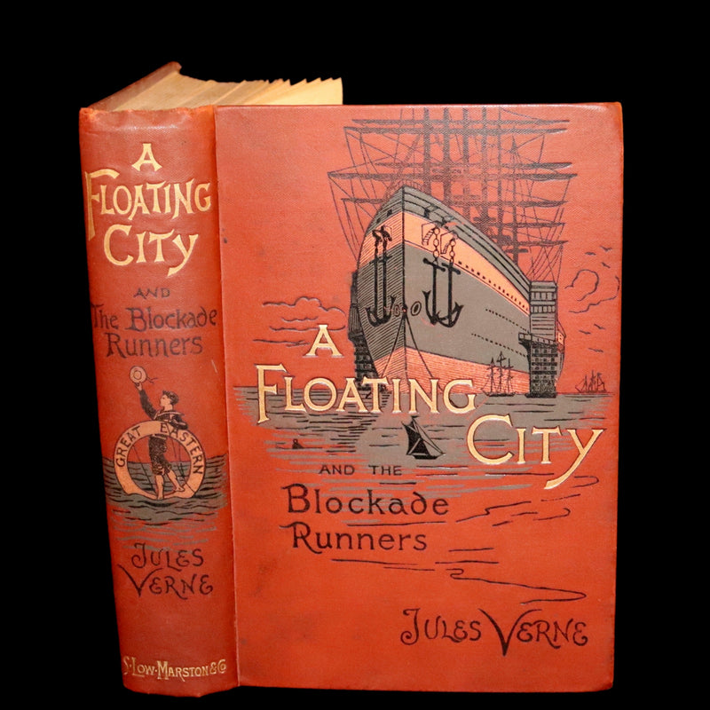 1895 Rare Edition of Jules Verne's Book - A Floating City and the Blockade Runners