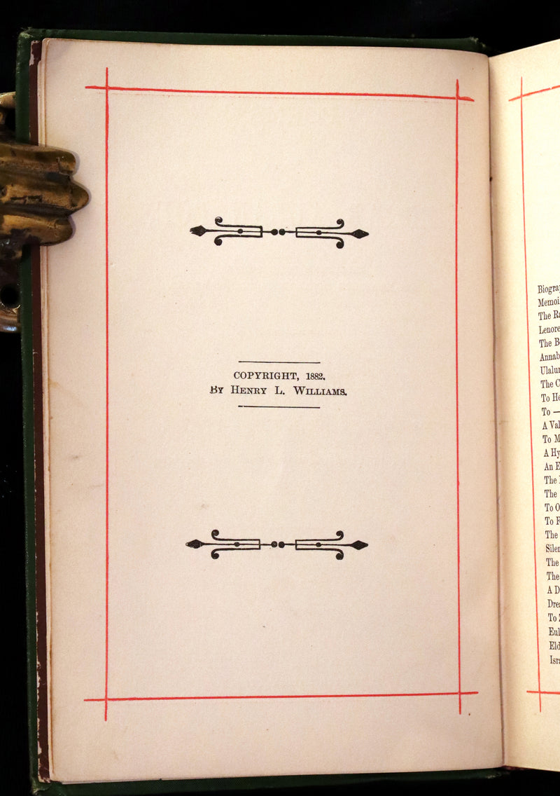 1882 Rare Book - Poems of EDGAR ALLAN POE with a full and impartial Memoir of the Poet.