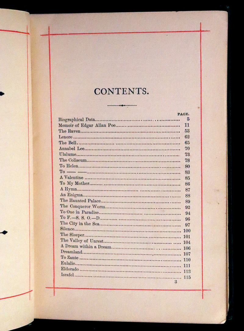 1882 Rare Book - Poems of EDGAR ALLAN POE with a full and impartial Memoir of the Poet.