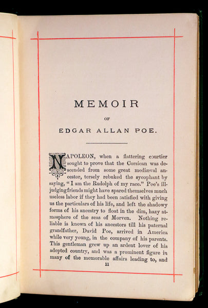 1882 Rare Book - Poems of EDGAR ALLAN POE with a full and impartial Memoir of the Poet.