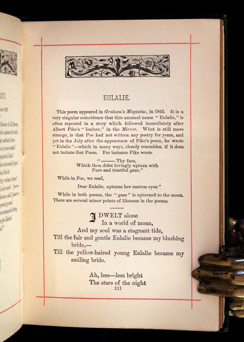 1882 Rare Book - Poems of EDGAR ALLAN POE with a full and impartial Memoir of the Poet.