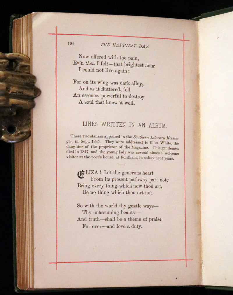 1882 Rare Book - Poems of EDGAR ALLAN POE with a full and impartial Memoir of the Poet.