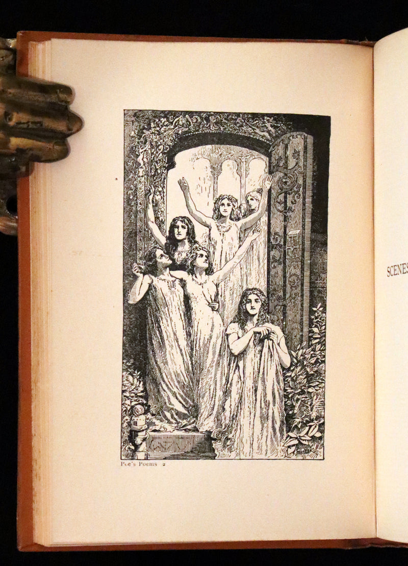 1895 Rare Book - Poems by Edgar Allan POE Illustrated (The Raven, The Haunted Palace, Lenore, ...).