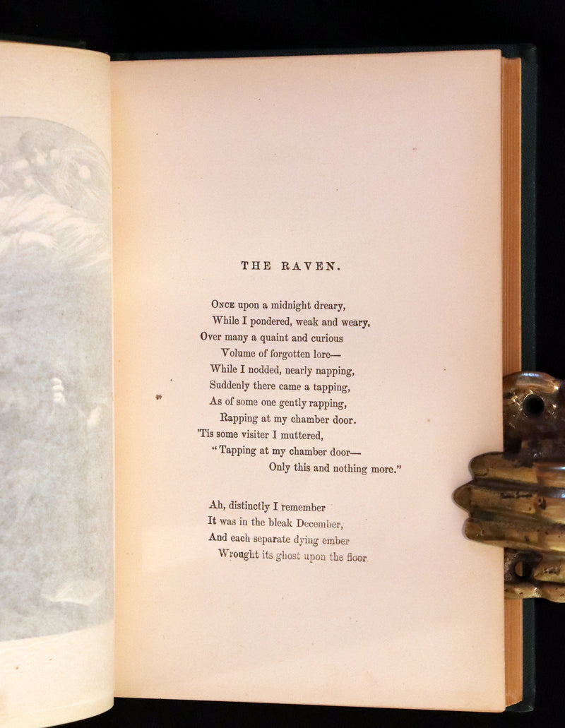 1872 Rare Book - Poems by Edgar Allan Poe. Complete with an Original Memoir. (The Raven, Lenore, Ulalume, ...).