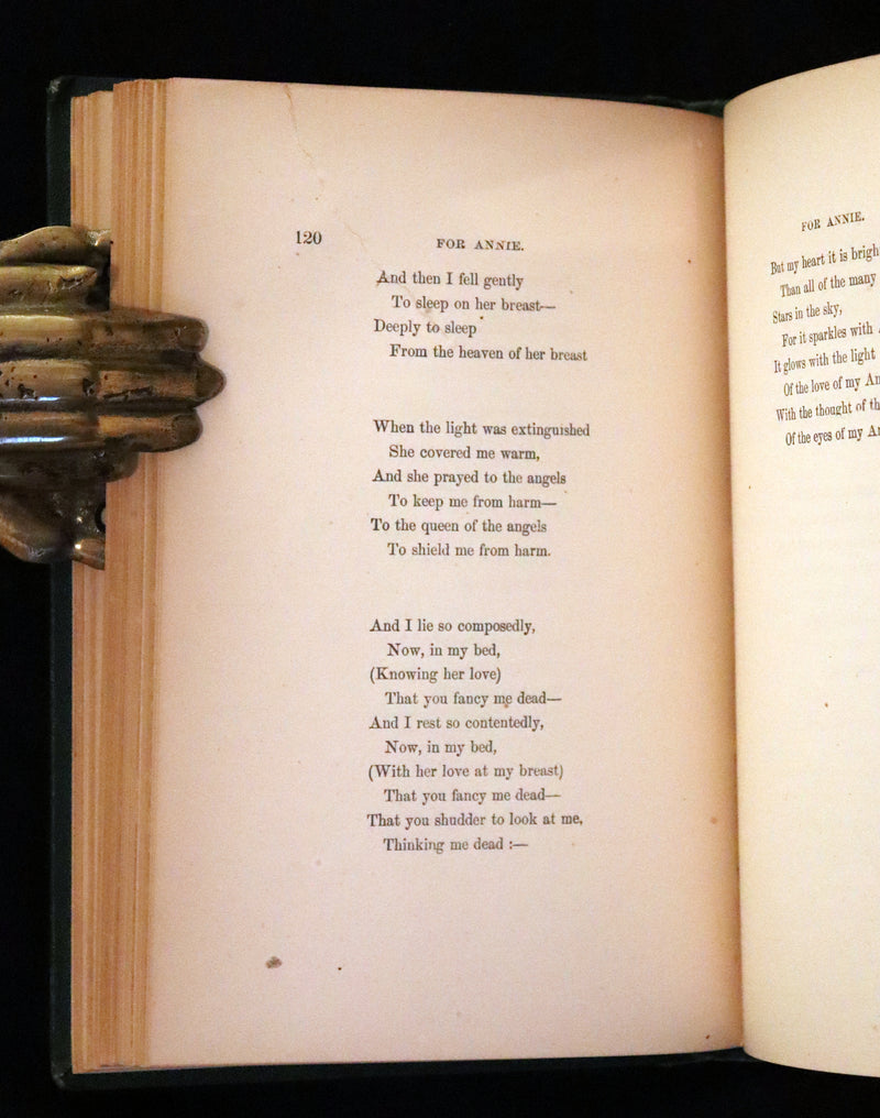 1872 Rare Book - Poems by Edgar Allan Poe. Complete with an Original Memoir. (The Raven, Lenore, Ulalume, ...).