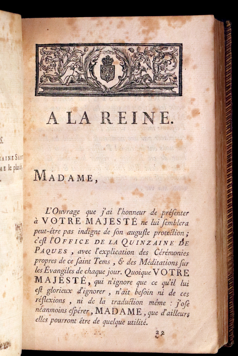 1774 Scarce French Latin Book in a beautiful Binding - Office de la Quinzaine de Paques - Easter Prayer.