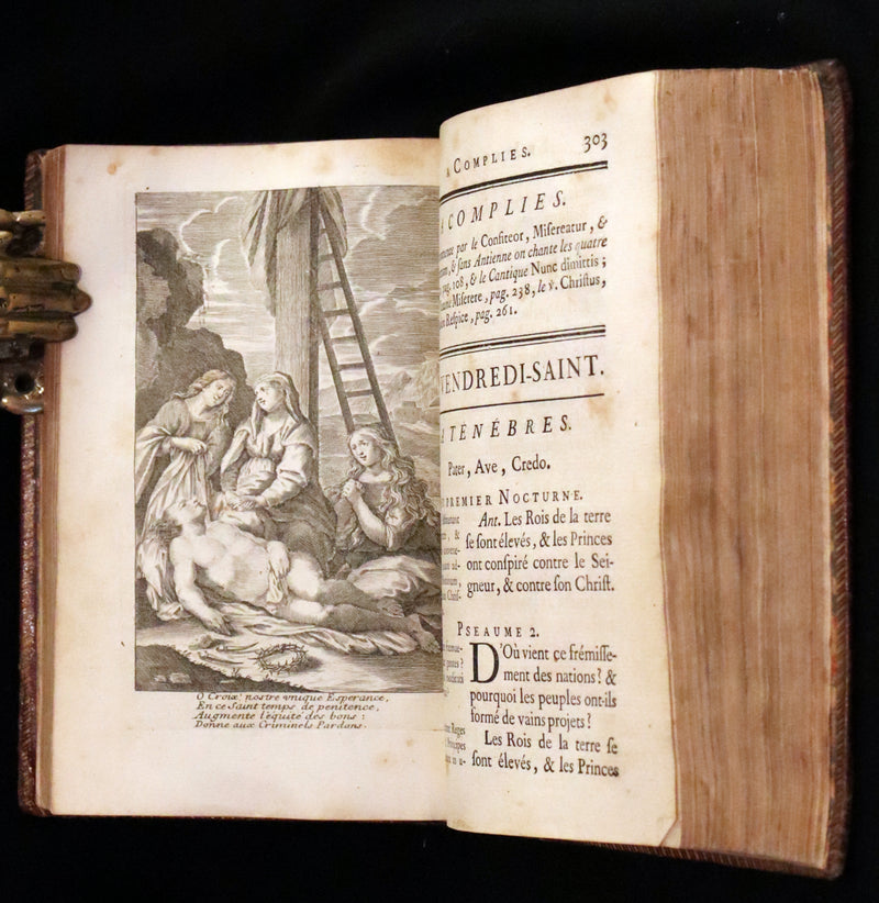 1774 Scarce French Latin Book in a beautiful Binding - Office de la Quinzaine de Paques - Easter Prayer.
