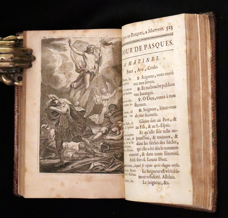 1774 Scarce French Latin Book in a beautiful Binding - Office de la Quinzaine de Paques - Easter Prayer.