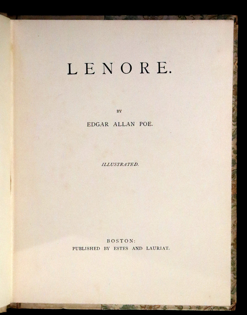1885 Scarce Victorian Book - LENORE by Edgar Allan POE, First Illustrated edition by Henry Sandham.