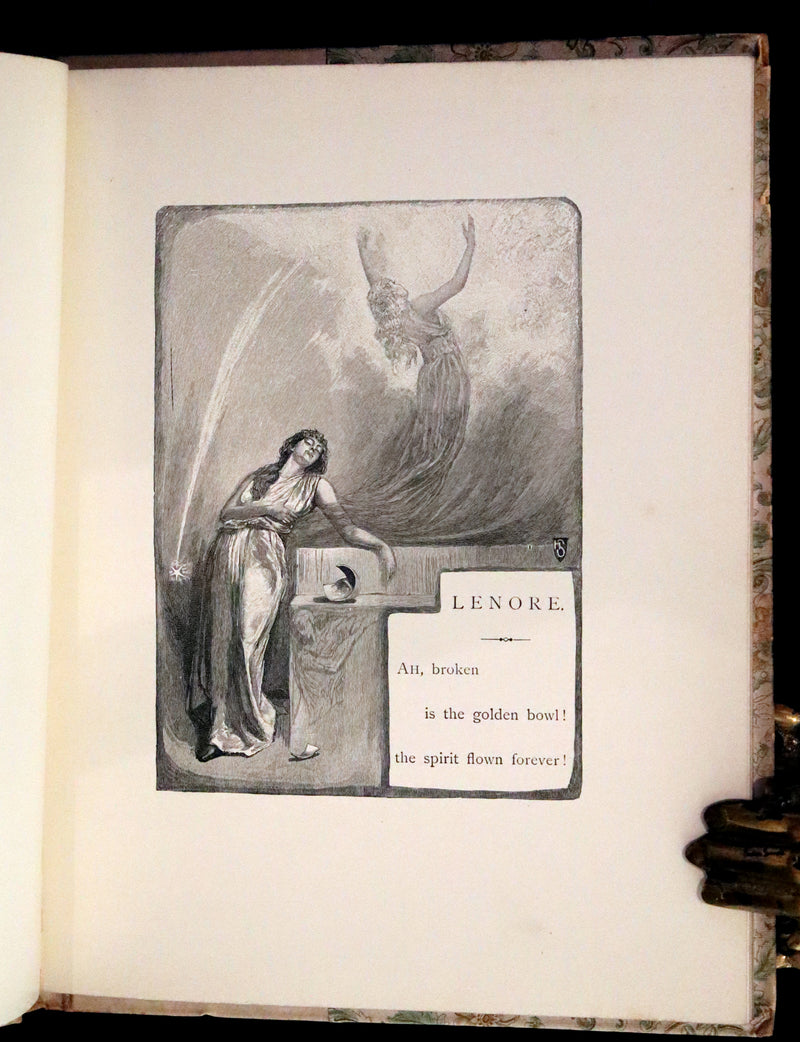 1885 Scarce Victorian Book - LENORE by Edgar Allan POE, First Illustrated edition by Henry Sandham.
