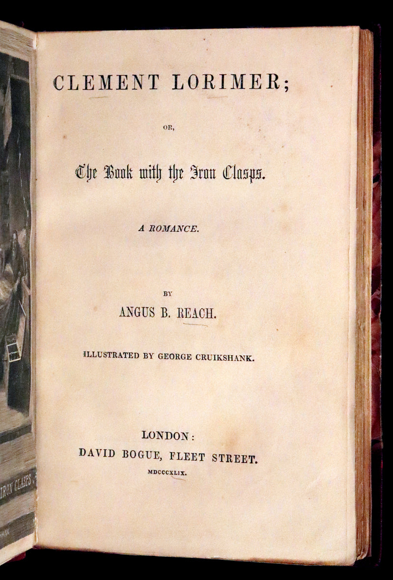 1849 Rare Gothic Story First Edition - Clement Lorimer or The Book with the Iron Clasps by Cruikshank.