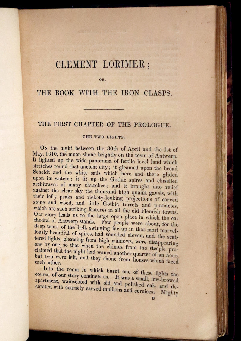 1849 Rare Gothic Story First Edition - Clement Lorimer or The Book with the Iron Clasps by Cruikshank.