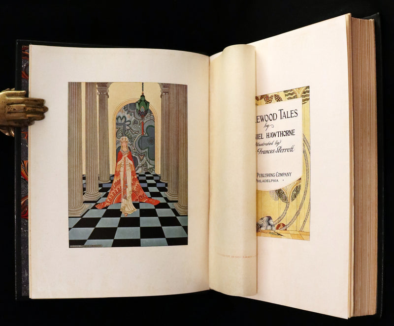 1921 Rare First Edition in Calf Binding - Tanglewood Tales by N. Hawthorne illustrated by Virginia Frances Sterrett.