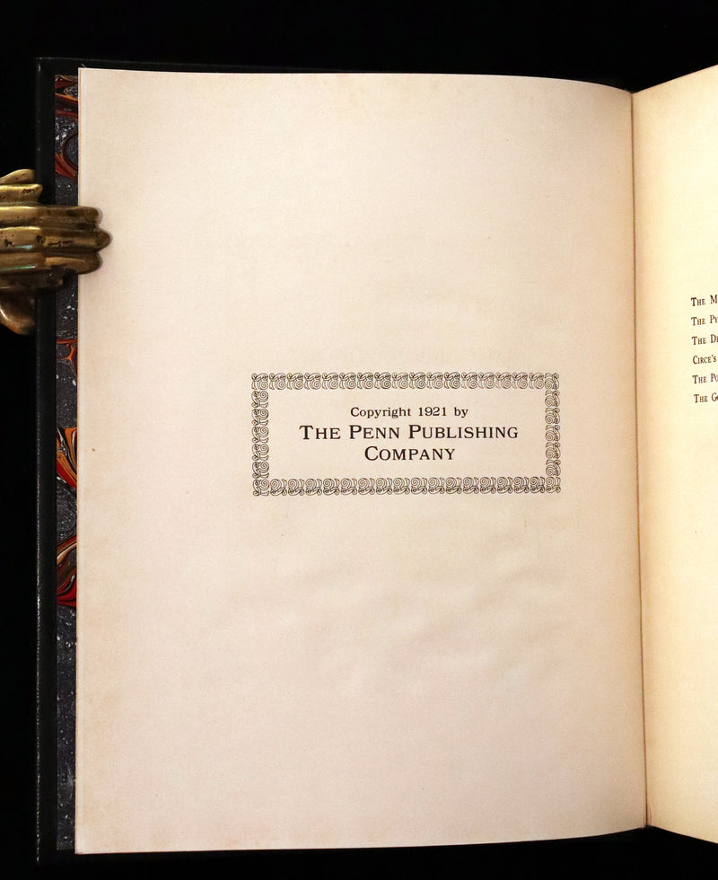 1921 Rare First Edition in Calf Binding - Tanglewood Tales by N. Hawthorne illustrated by Virginia Frances Sterrett.