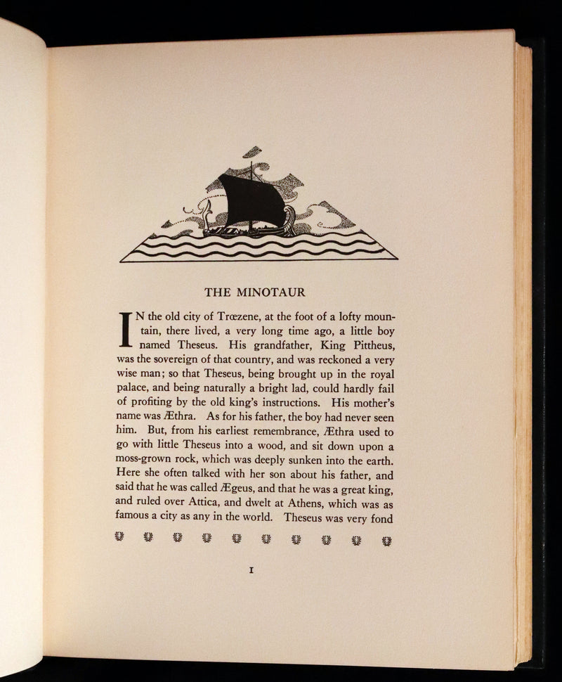 1921 Rare First Edition in Calf Binding - Tanglewood Tales by N. Hawthorne illustrated by Virginia Frances Sterrett.