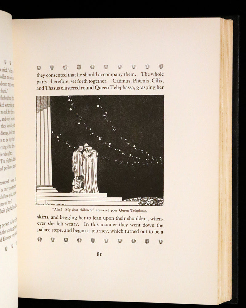 1921 Rare First Edition in Calf Binding - Tanglewood Tales by N. Hawthorne illustrated by Virginia Frances Sterrett.