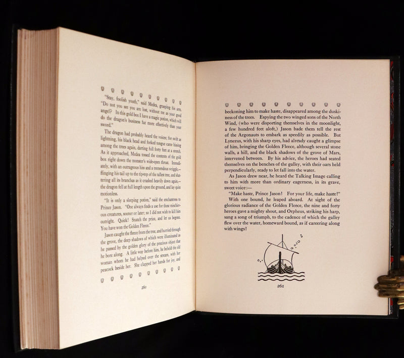 1921 Rare First Edition in Calf Binding - Tanglewood Tales by N. Hawthorne illustrated by Virginia Frances Sterrett.