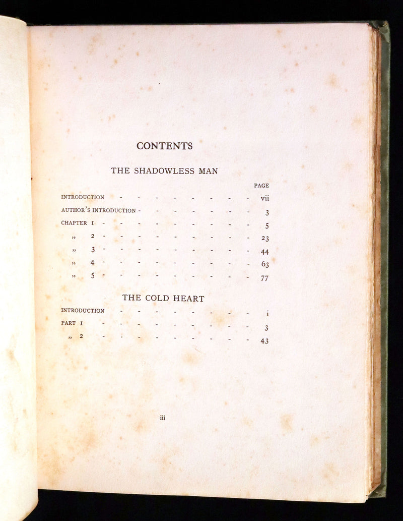 1913 Rare First Edition illustrated by Forster Robson - The Marvellous History of The Shadowless Man and The Cold Heart.