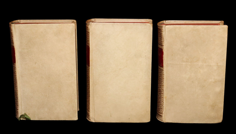 1872 Rare Italian Vellum Chivalry Book Set - Orlando Furioso Di Ludovico Ariosto - The Frenzy of Orlando.