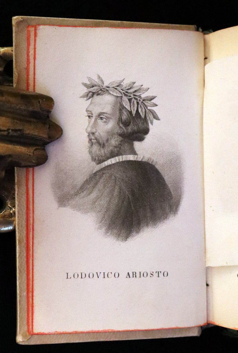 1872 Rare Italian Vellum Chivalry Book Set - Orlando Furioso Di Ludovico Ariosto - The Frenzy of Orlando.
