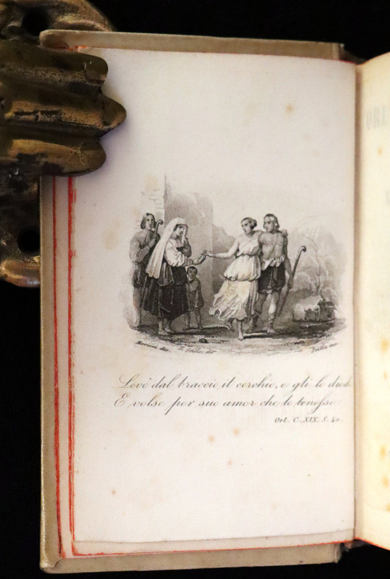 1872 Rare Italian Vellum Chivalry Book Set - Orlando Furioso Di Ludovico Ariosto - The Frenzy of Orlando.