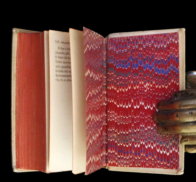 1872 Rare Italian Vellum Chivalry Book Set - Orlando Furioso Di Ludovico Ariosto - The Frenzy of Orlando.
