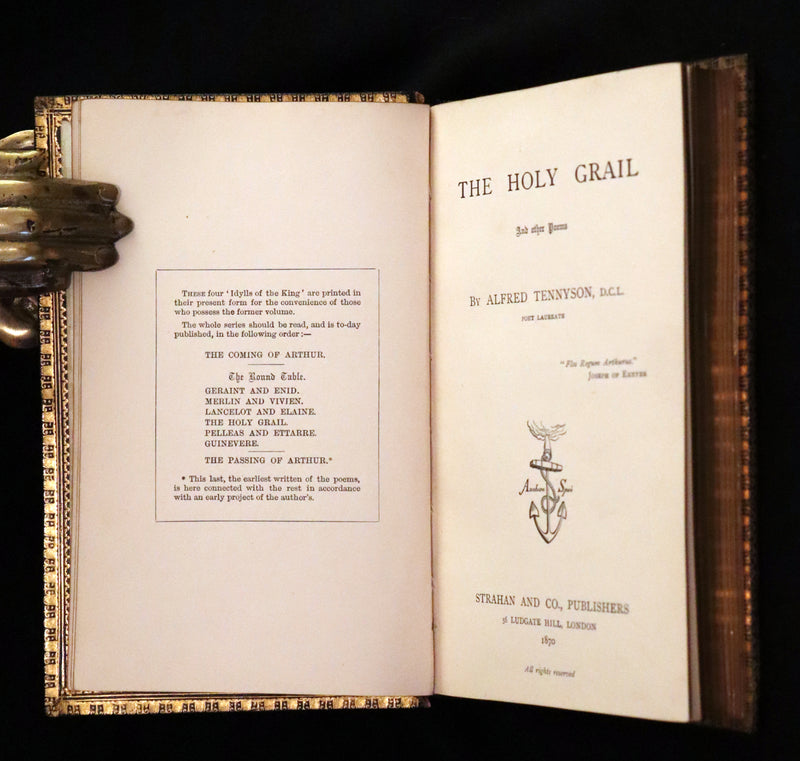 1870 First Edition in a beautiful Binding - Legend of King Arthur - The HOLY GRAIL by Alfred Tennyson.