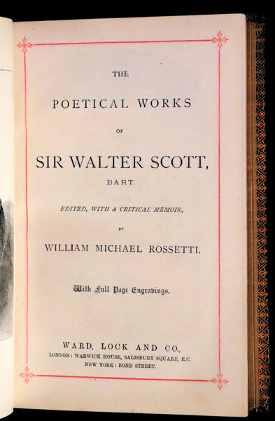 1880 Rare Victorian Book ~ The Poetical Works of Sir Walter Scott, Illustrated.