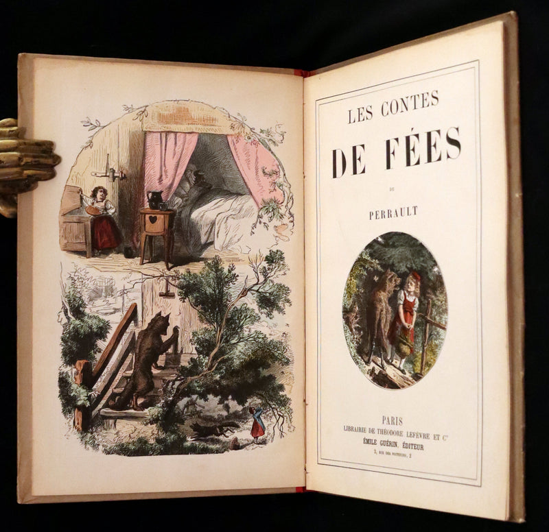 1890 Scarce color illustrated French Book - FAIRY TALES by Charles Perrault - Contes de Fees.
