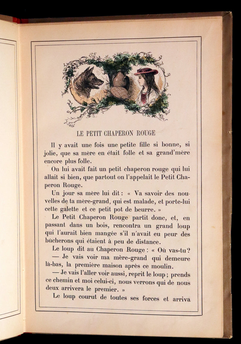 1890 Scarce color illustrated French Book - FAIRY TALES by Charles Perrault - Contes de Fees.