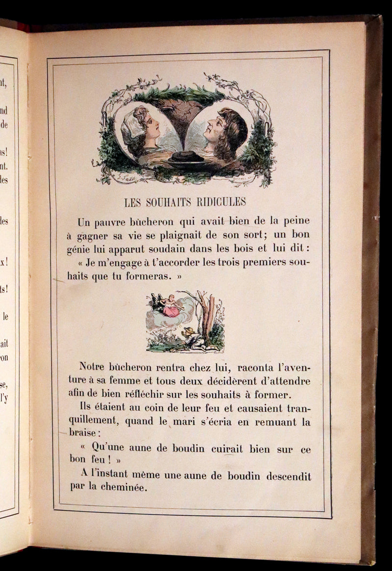 1890 Scarce color illustrated French Book - FAIRY TALES by Charles Perrault - Contes de Fees.