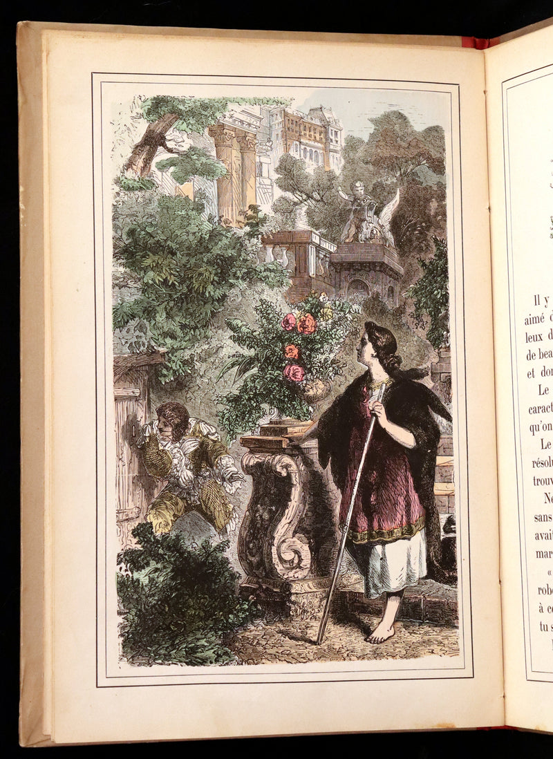 1890 Scarce color illustrated French Book - FAIRY TALES by Charles Perrault - Contes de Fees.