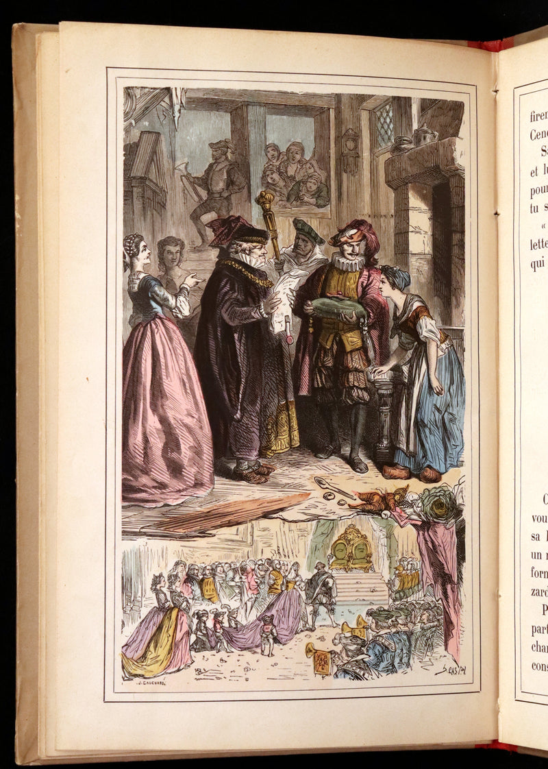 1890 Scarce color illustrated French Book - FAIRY TALES by Charles Perrault - Contes de Fees.