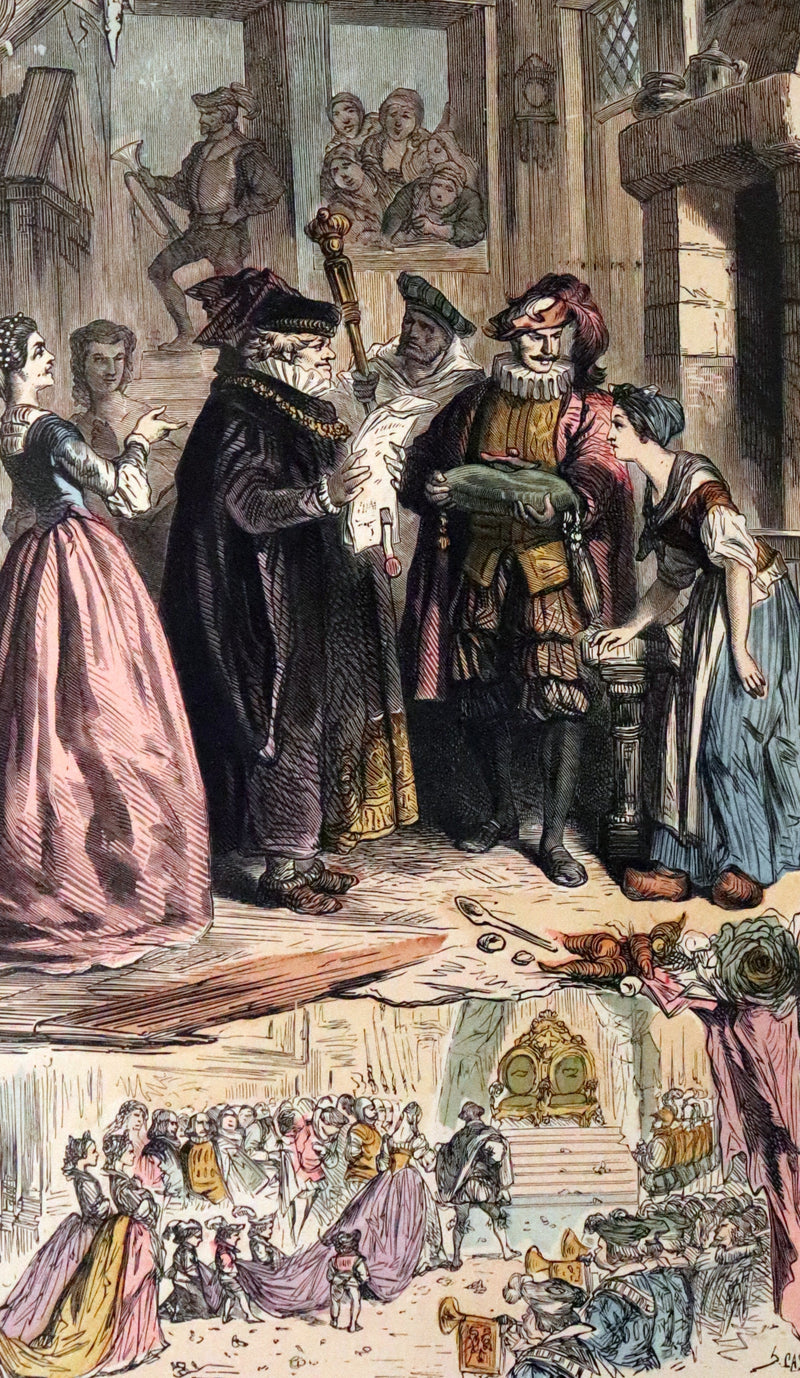 1890 Scarce color illustrated French Book - FAIRY TALES by Charles Perrault - Contes de Fees.