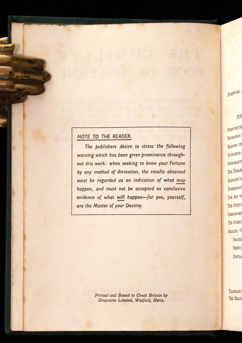 1930 Rare Book - The Complete Book of Fortune A Comprehensive Survey Of The Occult Sciences & Other Methods Of Divination.