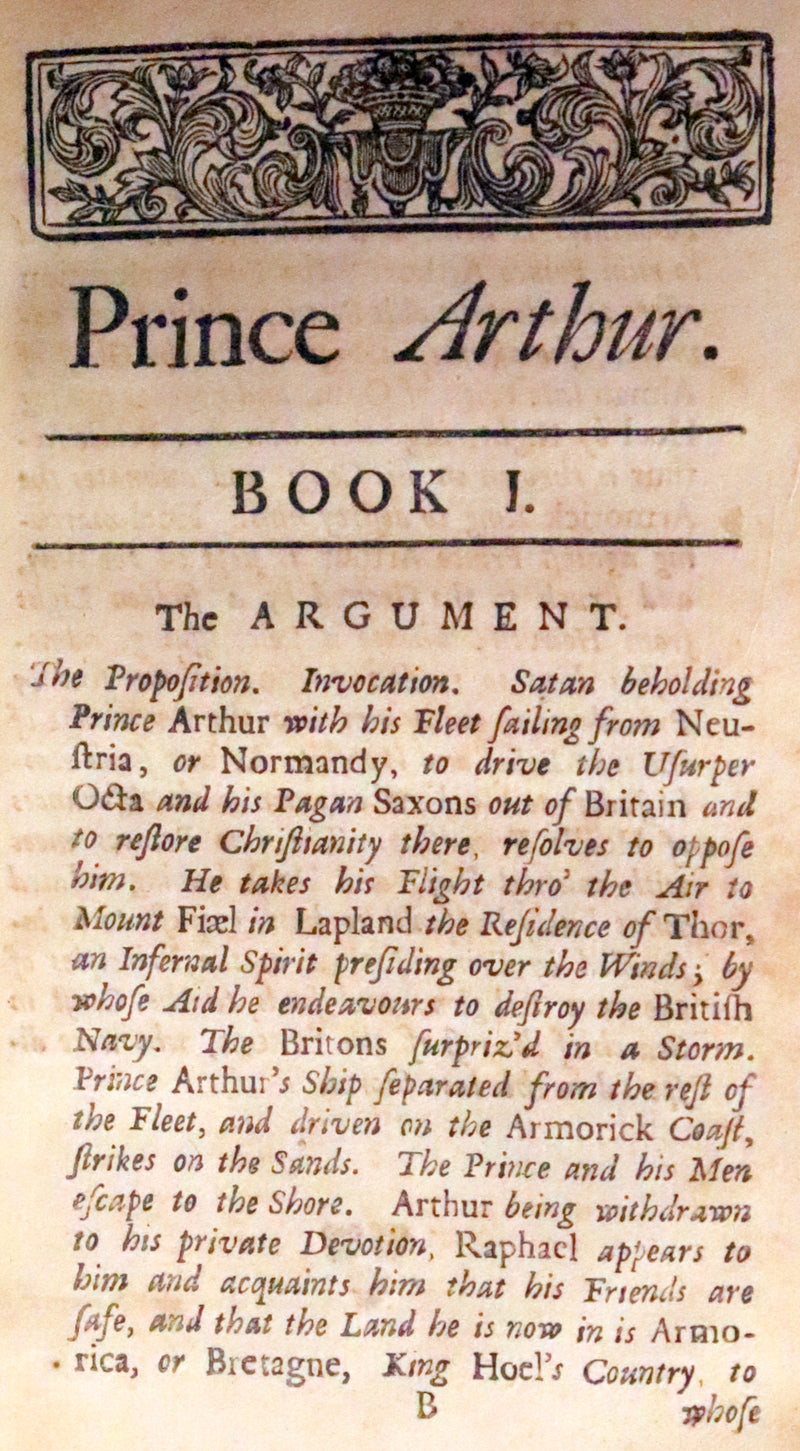 1714 Scarce  Book - Prince ARTHUR An Heroick Poem by Sir Richard Blackmore. KING ARTHUR.