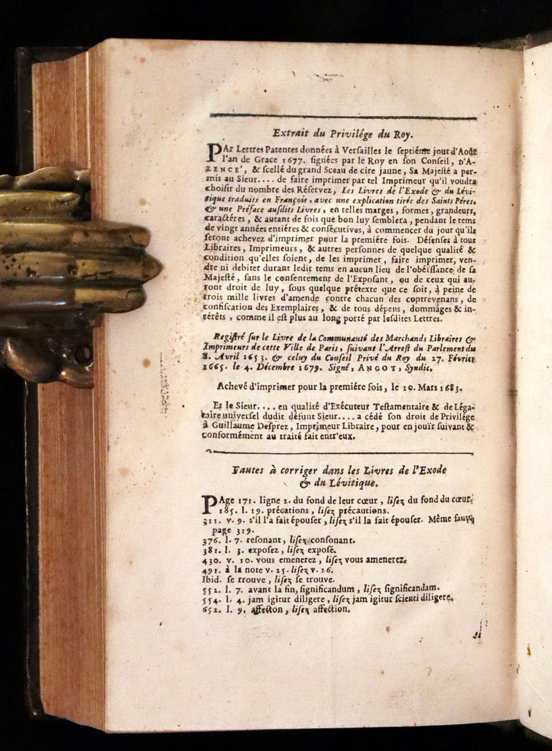 1690 Rare Latin French Bible - The Book of Exodus and Leviticus - L'Exode et Le Levitique.