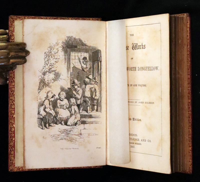 1857 Rare Victorian Book - The Prose Works of Longfellow Illustrated by Sir John Gilbert.
