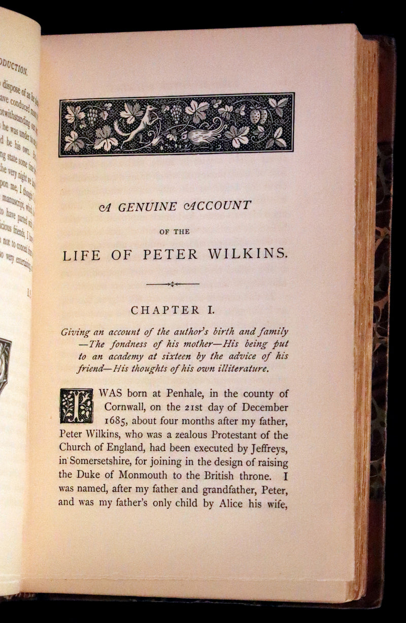 1884 Rare Book set - THE LIFE & ADVENTURES OF PETER WILKINS, Utopian & Early Science Fiction Masterpiece.