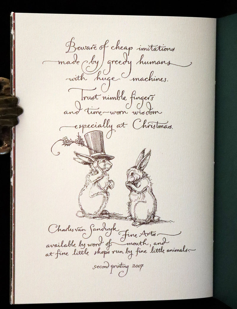 2007 Rare Edition in metallic green cover - Mr. Rabbit's Christmas Wish Translated for Humans by Charles van Sandwyk.